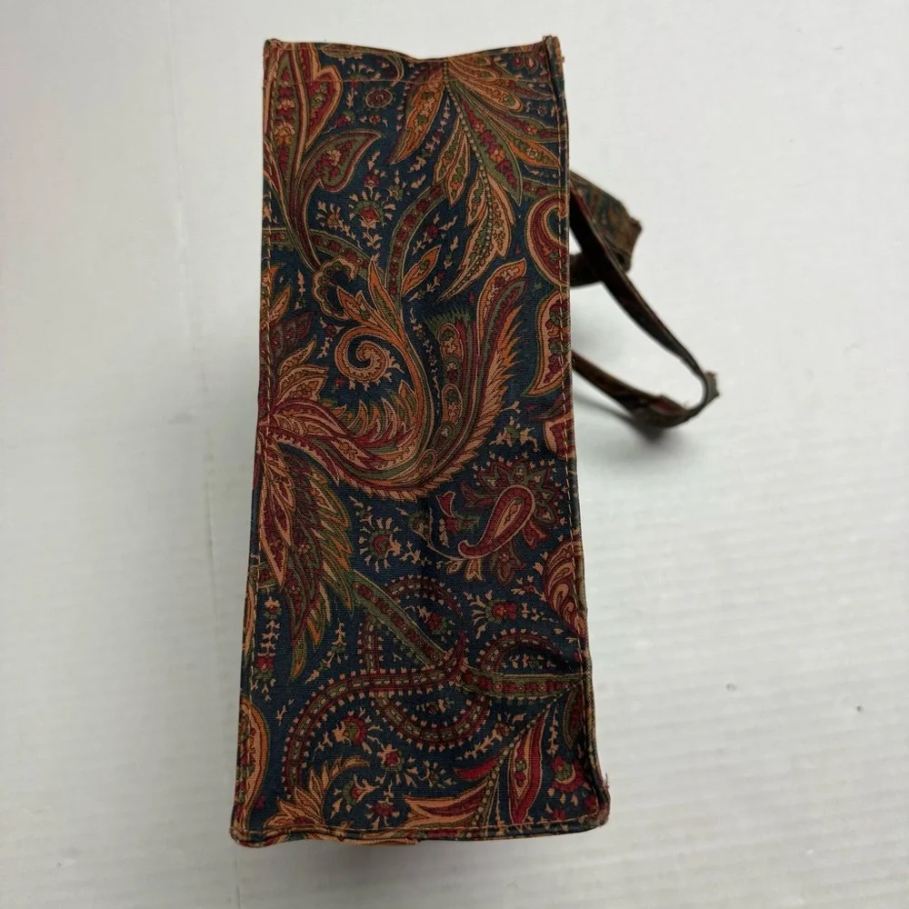 Vintage MET The Metropolitan Museum of Art Polished Cotton Paisley Tote Flawed - Picture 6 of 11